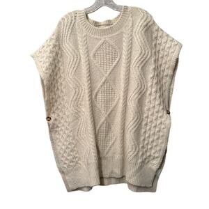 Easel Cream Cable Knit Poncho Sweater